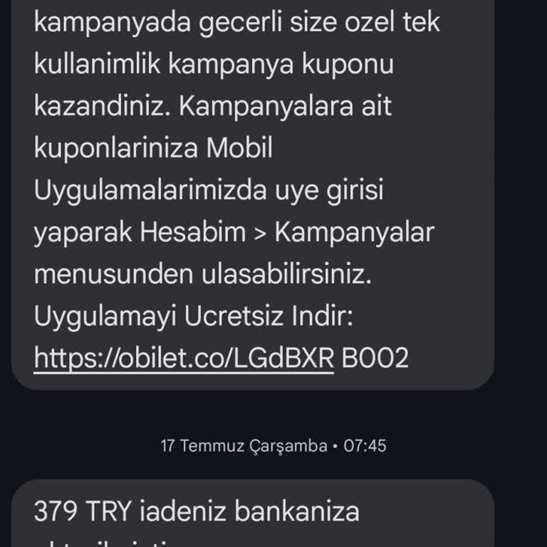 Obilet İade Edilen Bilet Ücretini Hesabıma Yatırmıyor.