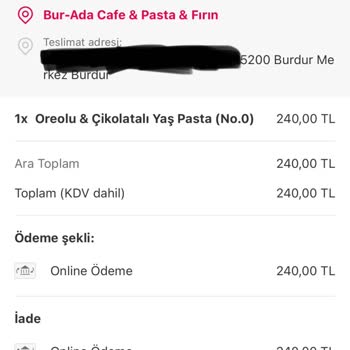 Yemeksepeti Burdur Bur-Ada Cafe Beğenmedikleri Siparişi Götürmüyorlar.