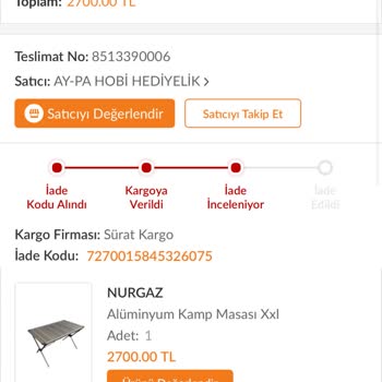 Trendyol Ürün İadesi Ve Kargo Süreci Şikayeti
