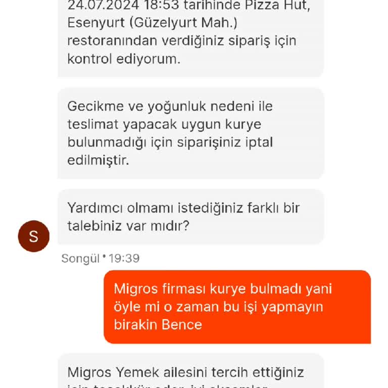 Migros Yemek Migros Pizza Hut Sipariş İptal Keyiflerine Göre İptal Ediyorlar