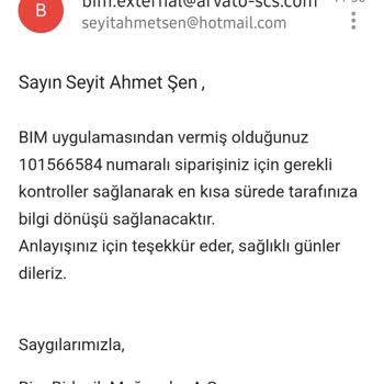 BİM Online Satış Teslim Edilmeyen Ürünün Ücreti İade Edilmiyor