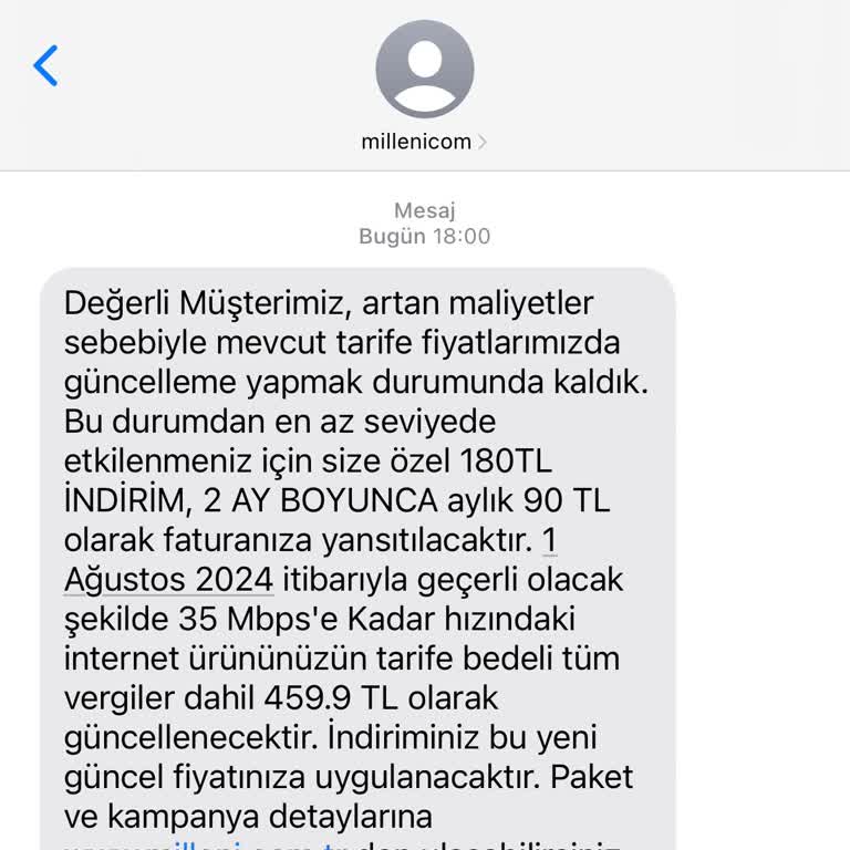 Millenicom İptal Etmek İstiyorum