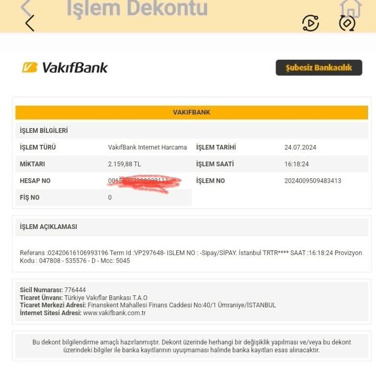 Sipay VakıfBank Hesabımdan Habersiz Para Çekildi
