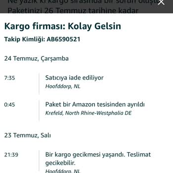 Amazon Prime Kargo İptali