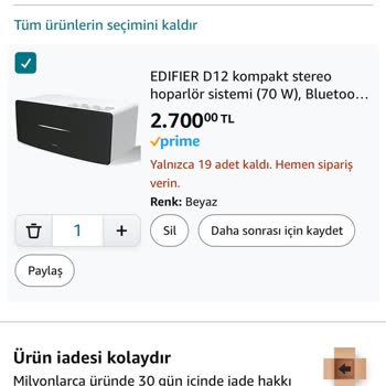 Amazon Prime Kargo İptali