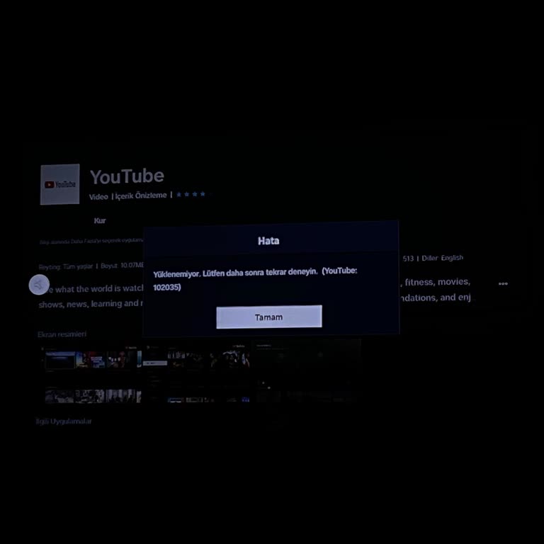 Samsung Televizyonum Youtube.com Uygulamasını Açmıyor Ve Yüklemiyor