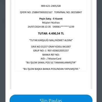 Yapı Kredi Bankası Slip Ve Provizyonda Farklı Para Ödendi