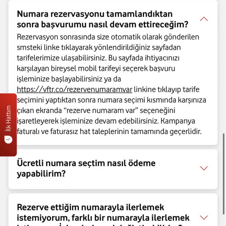 Vodafone Revize Numara Alamama