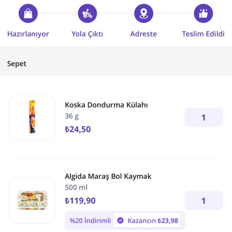 Getir Kurye'nin Sitede Gezintisi