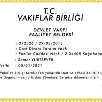 Dost Divanı Yardım Vakfı Dost Divanı Yardım Kurumu Şikayet