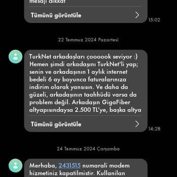 TurkNet Hizmet İptali Sebepli Türk Telekom Modem İadesi Şube Ulaşmıyor