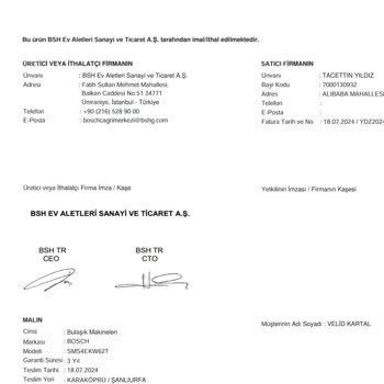 Bosch Mağduriyet Ve Ürünlerim Elime Ulaşmadı