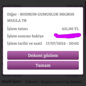 Migros Mükerrer İşlem İçin Para İadesi Talebi
