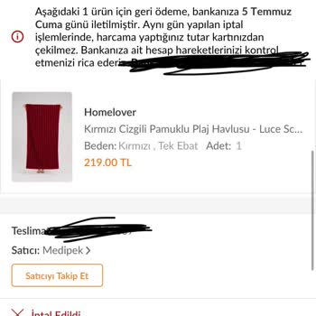 Ziraat Bankası Trendyol'dan Siparişi İptal Ettim İade Ücreti Ziraat Hesabıma Yatmamış