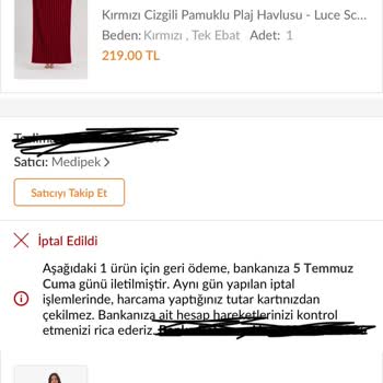 Ziraat Bankası Trendyol'dan Siparişi İptal Ettim İade Ücreti Ziraat Hesabıma Yatmamış