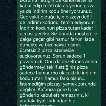 Domino's Pizza Beşyüzevler Şubesi Hatalı Ürün Gönderildi