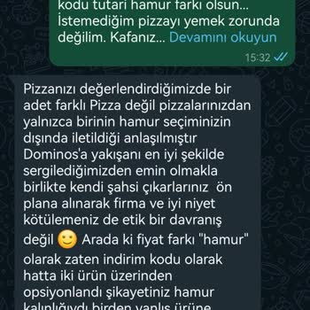 Domino's Pizza Beşyüzevler Şubesi Hatalı Ürün Gönderildi