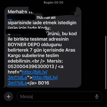 Boyner Yanlış Kargo Bilgilendirmesi İle Yaşanan İade Sorunu