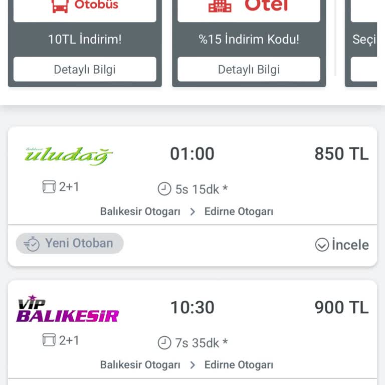 Obilet-Uludağ Yol Saati Hatalı Bilgi