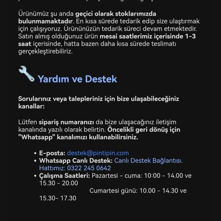 Pintipin Stok Sorunu Ve İletişim Eksikliği