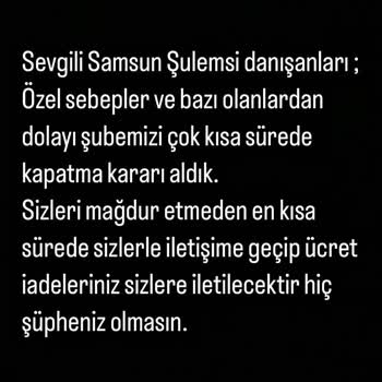Şulemsi Güzellik Ve Zayıflama Merkezi Samsun Şulemsi Para İadesi Yapmadı.