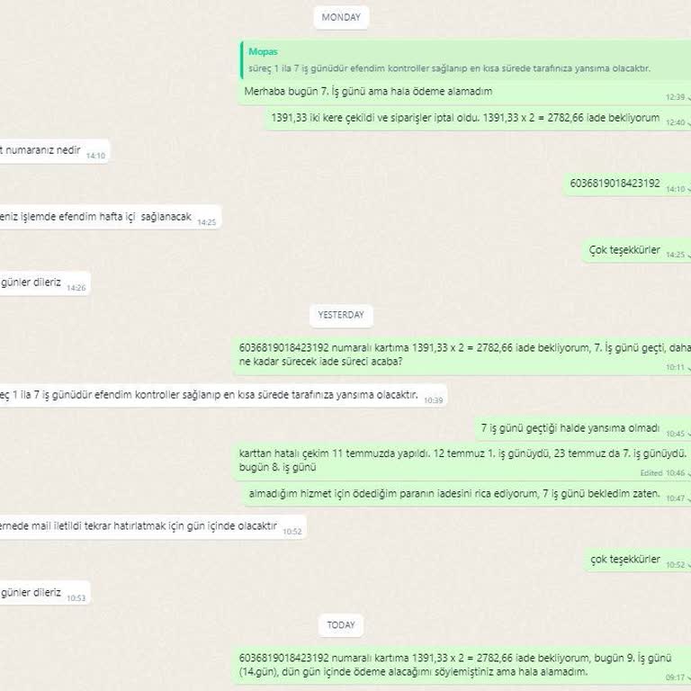 Mopaş Para Alıp Siparişi Göndermedi, İade İçin 14 Gündür Bekliyorum