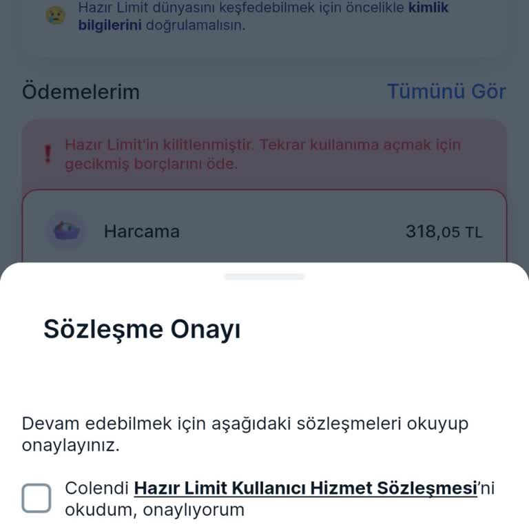 Colendi Hazır Limit Ödeme