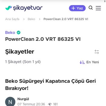 Beko Süpürge Şikayetim Var