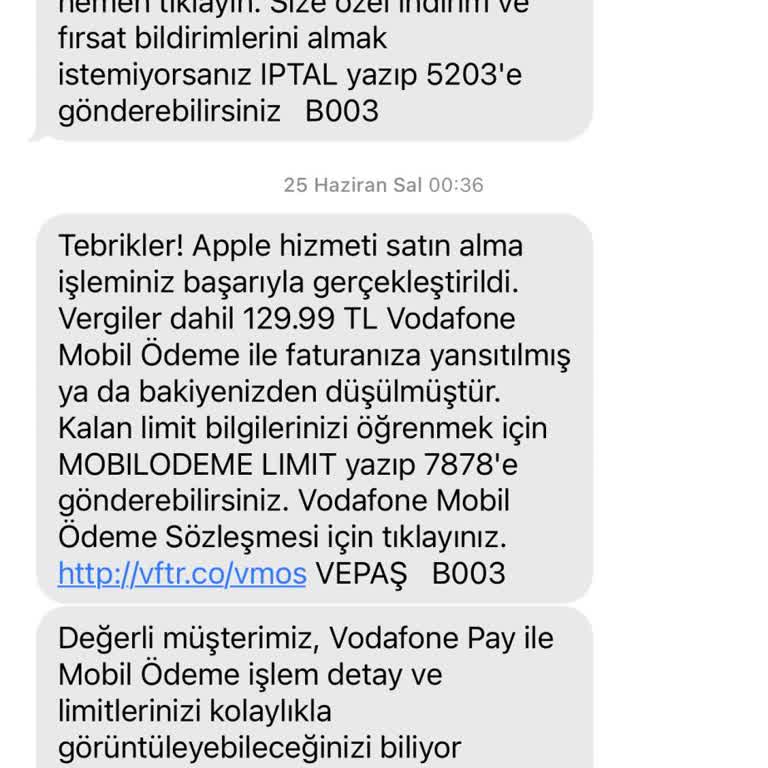 Vodafone Pay Faturama Yansıtılan Ek Ücretler Hakkında Şikayet