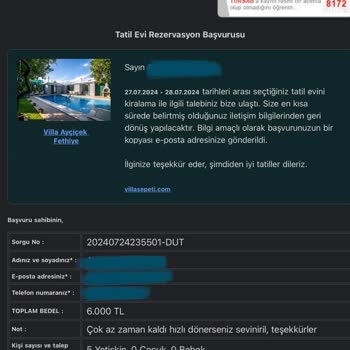 Villasepetim.net Eksik Bilgi Nedeniyle Yaşanan Rezervasyon Sorunu