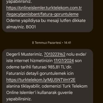 Taahhüt Bitmesine Bir Gün Kala İptal Başvurusu Yapılan TTNET Faturası