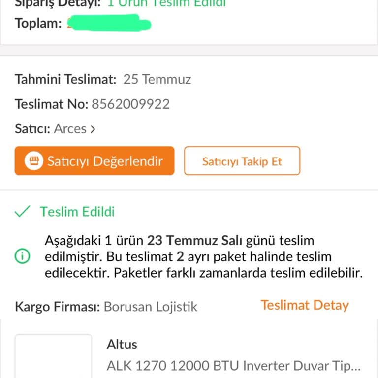 Altus Klima Geç Tarihe Verilen Kurulum