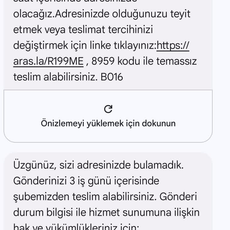 Aras Kargo'nun Paketi Teslim Etmeden Gitmesi