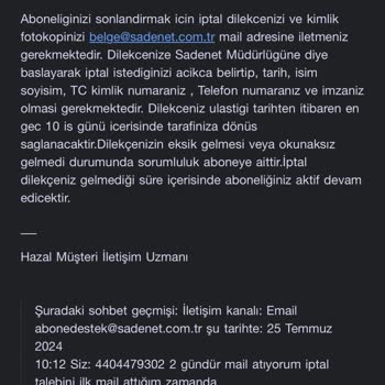 Sadenet Abonelik İptali Oyalaması