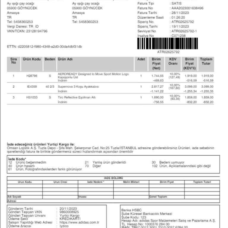 Adidas Onarım Değişim Onarım Talebi Yaani Garanti İşlemi