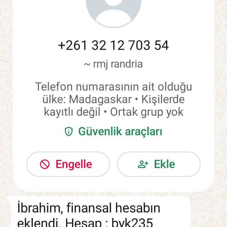 WhatsApp Tan Gelen Şüpheli Mesaj
