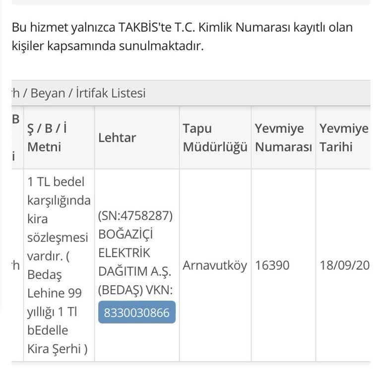 Boğaziçi Elektrik Tapuma Şerh Koymuş