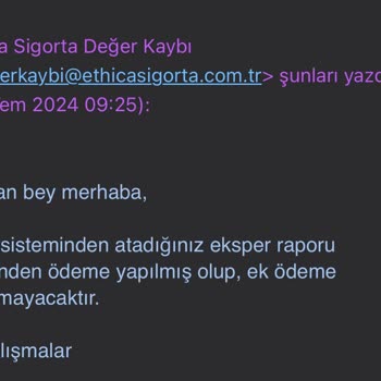 Ethica Sigorta'nın Eksper Hatası Nedeniyle Mağduriyet Yaşıyorum