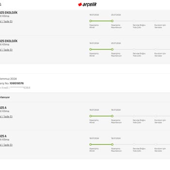 Arçelik Gönderilmeyen Klima Siparişi