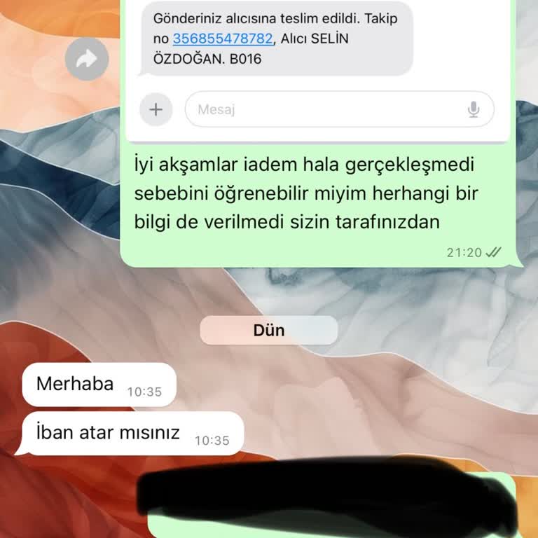 Selinnatekstil.com Yanlış Beden Gönderimi