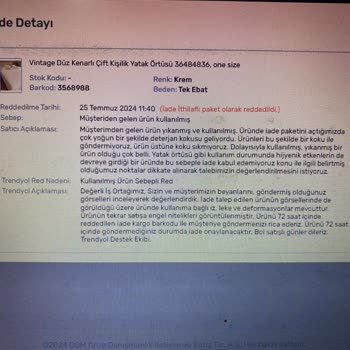 Sutra Ev Tekstil İade Kabul Etmiyor