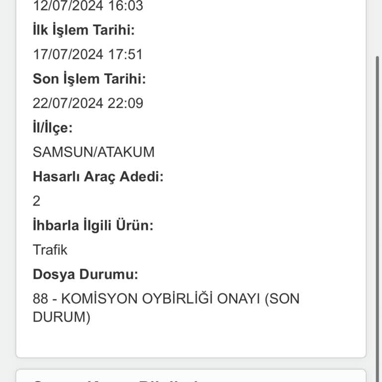 Türkiye Sigortası Geri Dönüş Yapmayarak Hasarlı Aracımı Bekletiyor