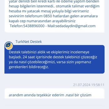 TurkNet Gigafiber İnternet Abonelik İptali Sonrası Para İadesi