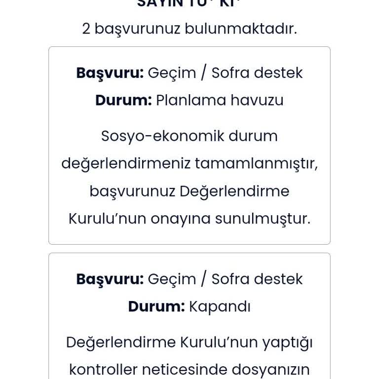 İBB - İstanbul Büyükşehir Belediyesi Geçim Sofra Desteği Dosya Kapatılması
