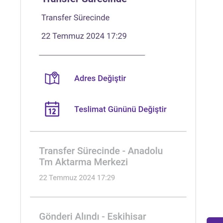 Hepsijet Anadolu TM Aktarma Merkezinde Bekleyen Kargom
