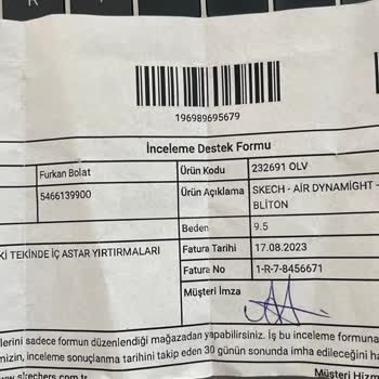 Skechers Ayakkabı İç Astar Yırtılması