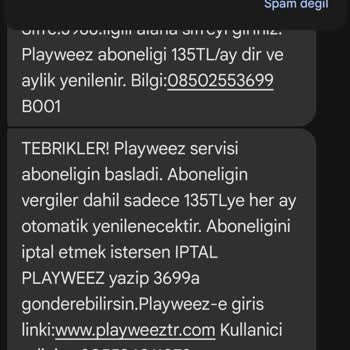 Playweez Haksız Alınan Ücret