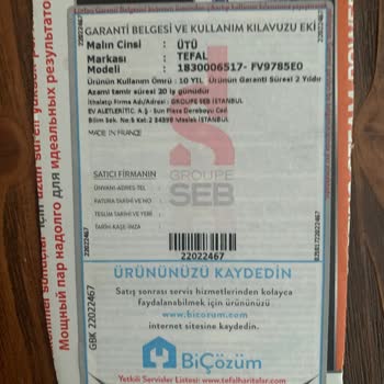 Kullanım Ömrü İçinde Tamir Edilemeyen Tefal Ütü