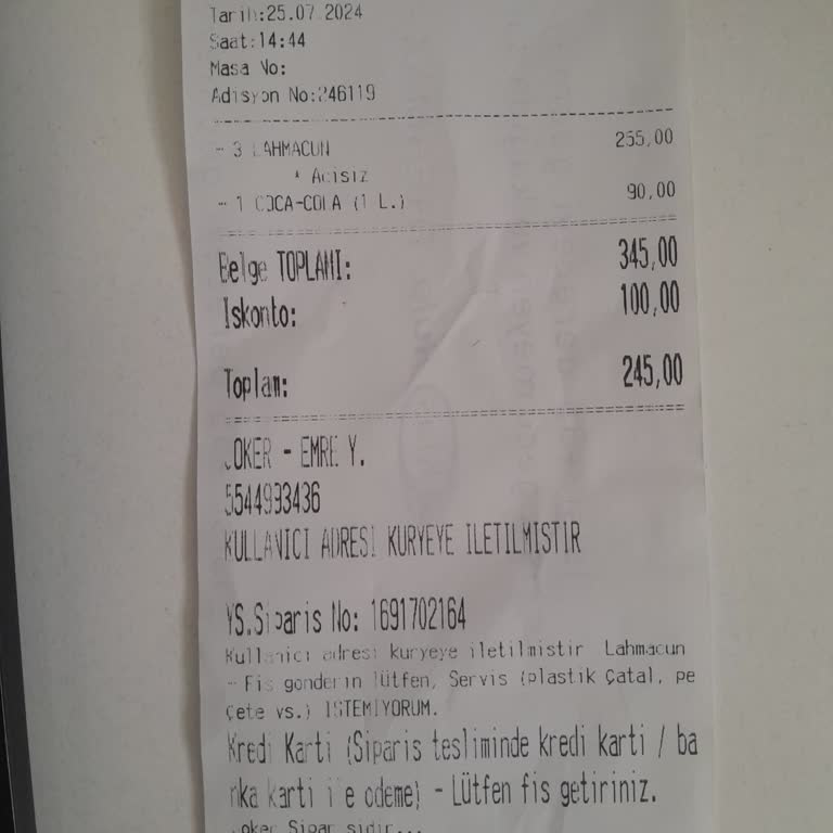 Yemeksepeti Yeme Sepeti Siparişleri Fiş Olmadan Geliyor.