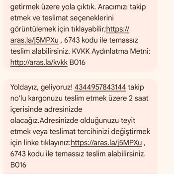 Aras Kargo'nun Siparişlerimi Teslim Etmemesiyle Ürünümün İade Olması